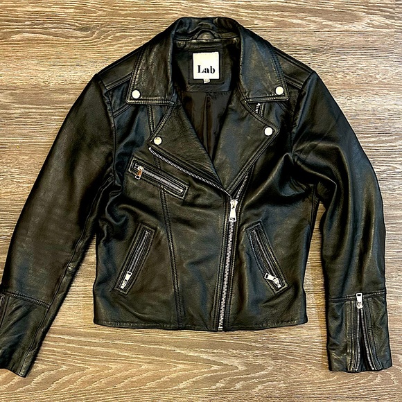 Lab London Genuine Lamb Leather biker jacket - Picture 1 of 8